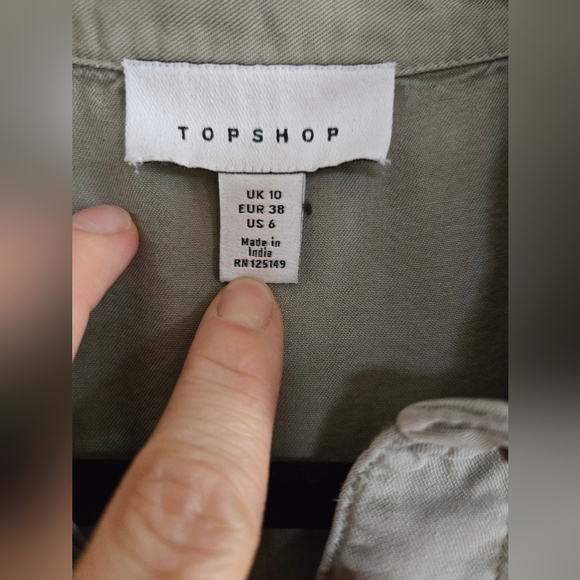Topshop | Tan Utility Jacket with Collared Neckline and Relaxed Fit, Size M - Picture 3 of 6
